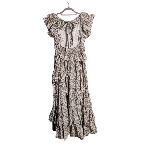 En Saison Gianna Floral Print Cotton Ruffle Maxi Dress Small Medium Cottagecore - Picture 4 of 16